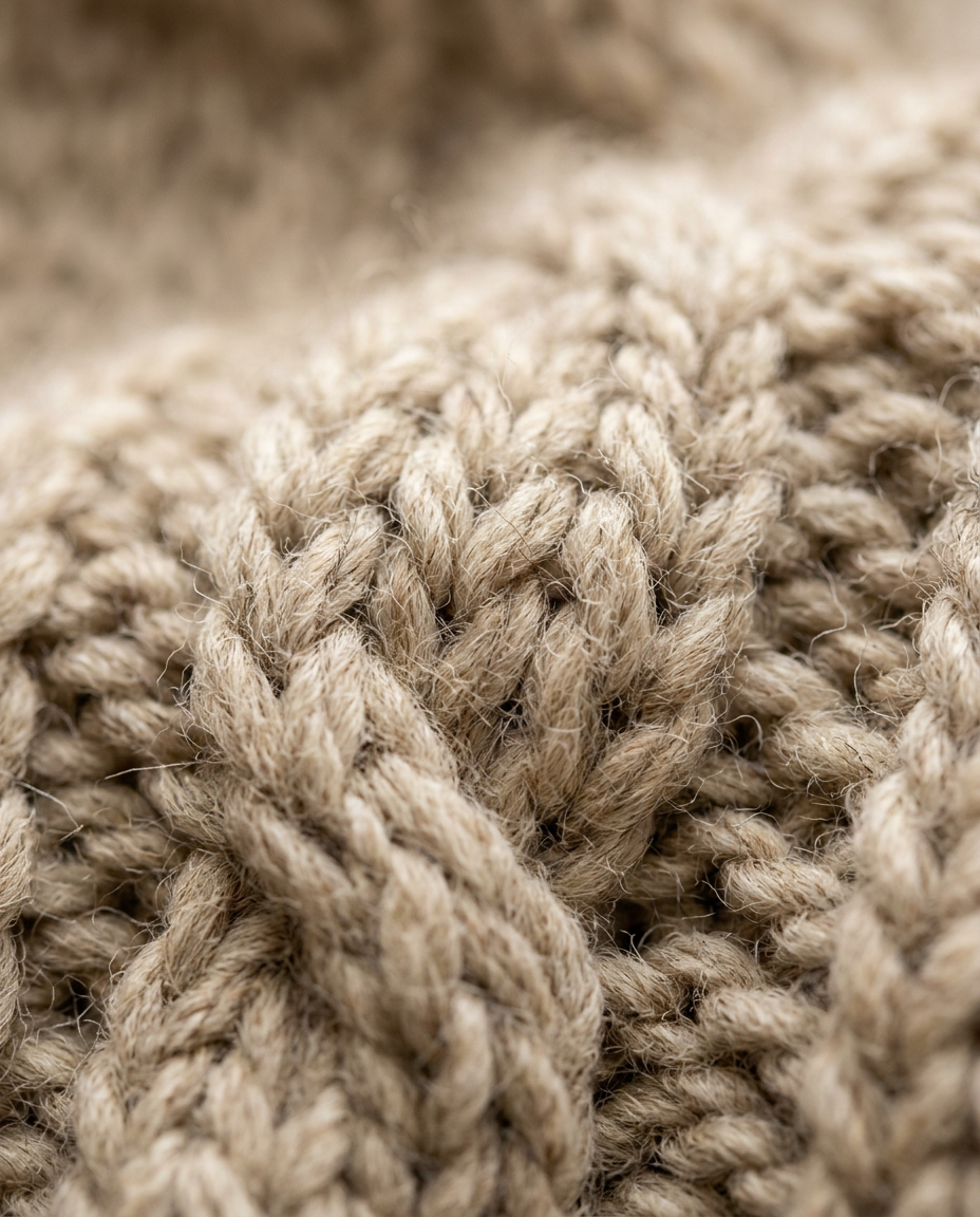Brushed chunky knit fabric texture of the Half-Zip Sweater Brushed Highland