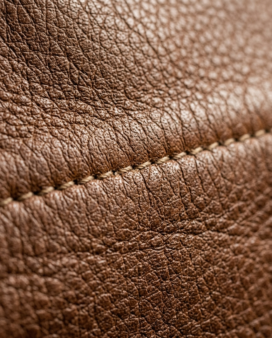 Grained leather texture of the Leather Jacket Weathered Signature in brown