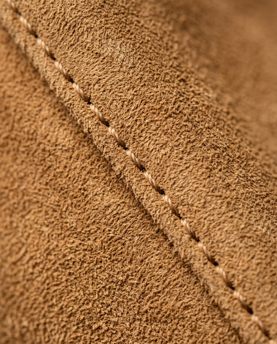 Napped suede texture of the Suede Jacket Worn Camden in tobacco tan