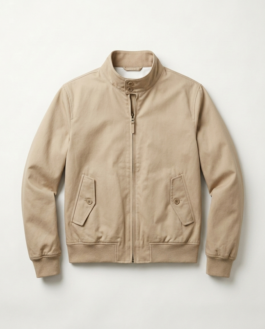 Harrington Jacket Soft Bracken in sand, front view